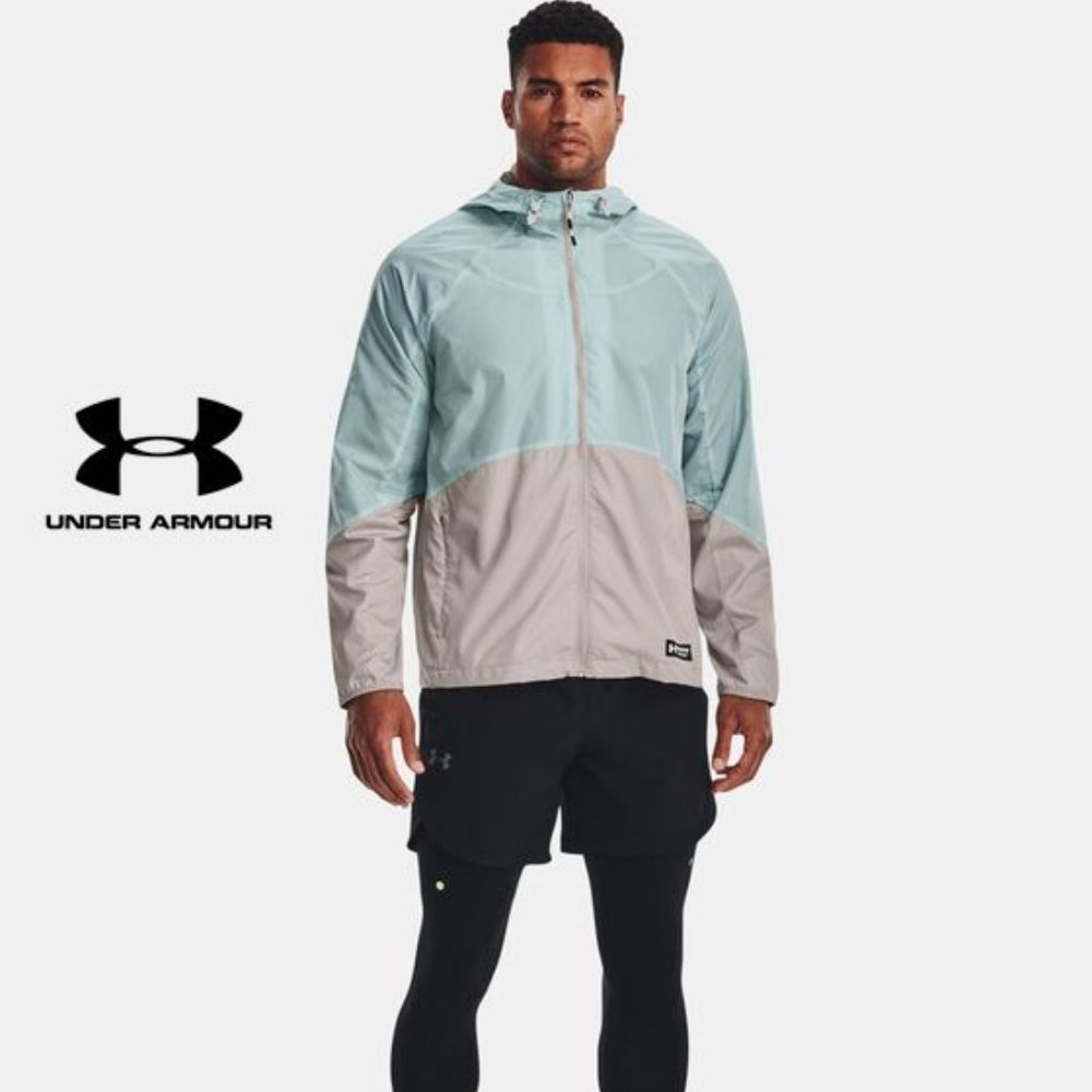 NWT $120 UNDER ARMOUR Men L UA RUSH™ Woven Full-Zip Hoodie Jacket Running Active